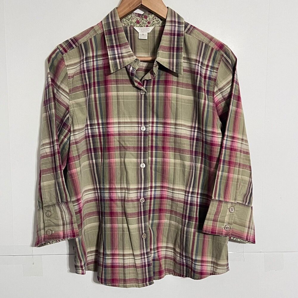 Christopher Banks Womens Shirt Size M Multicolor Plaid Long Sleeve Button Up